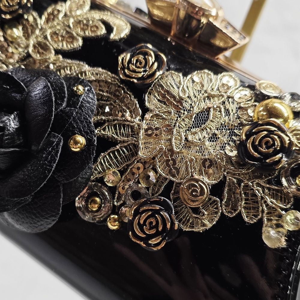 Handmade Pearl Chaos Handbag - Black Rose Baroque - Picture 5 of 8